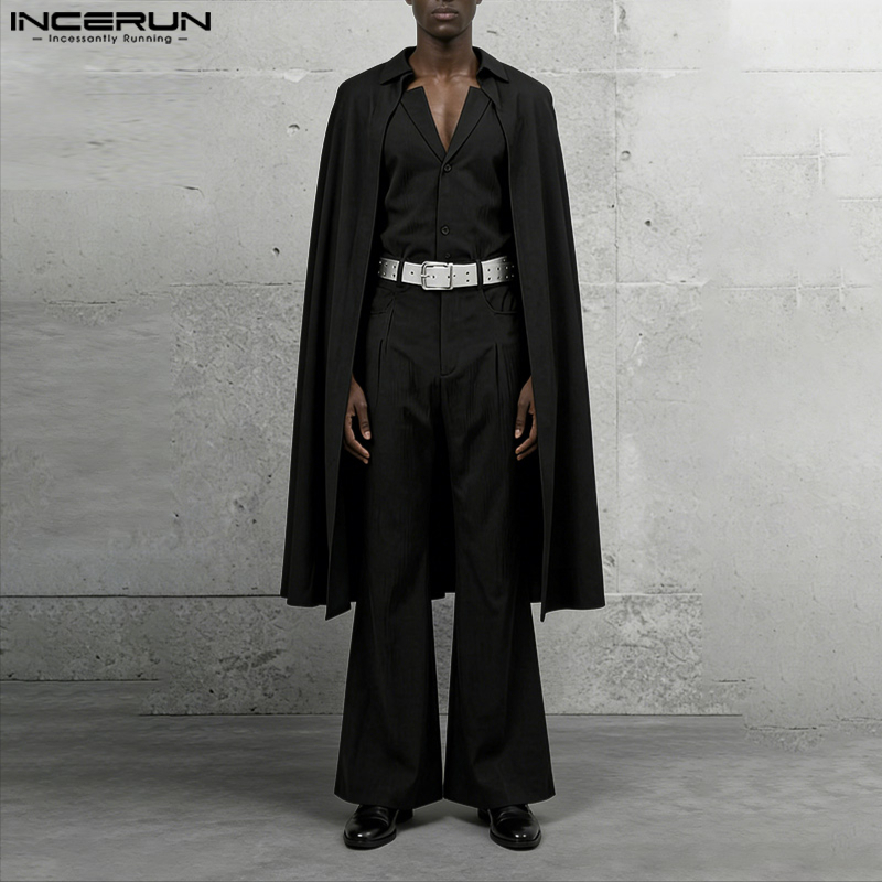 Men'S Fashion Loose Pants - INCERUN Herren-Sets Einfarbig Revers Langarm Langer