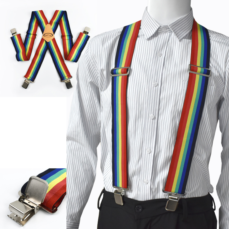 Suspenders Clip Men - 1Pc 5cm Breite Regenbogen männer Hosenträger