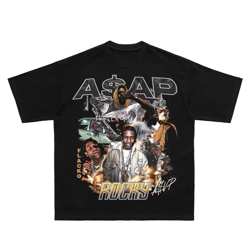 Mens Fashion Early 2000S - ASAP Loki Portrait Pattern bedrucktes T-Shirt,