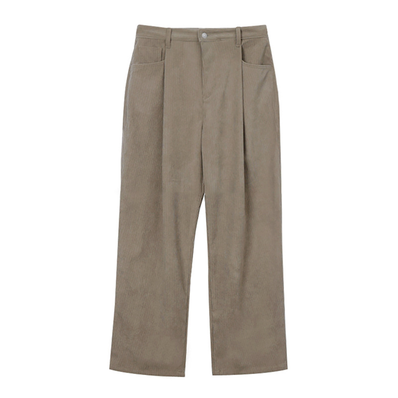Men'S Fashion Khaki Pants - Frühjahr Herren Dunkelkhaki Einfarbige Lockere Lässige