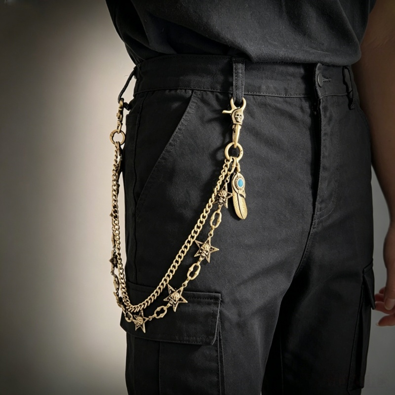 Jeans Pants Fashion Men - Hip-Hop Punk Rock Metall Hosenkette für