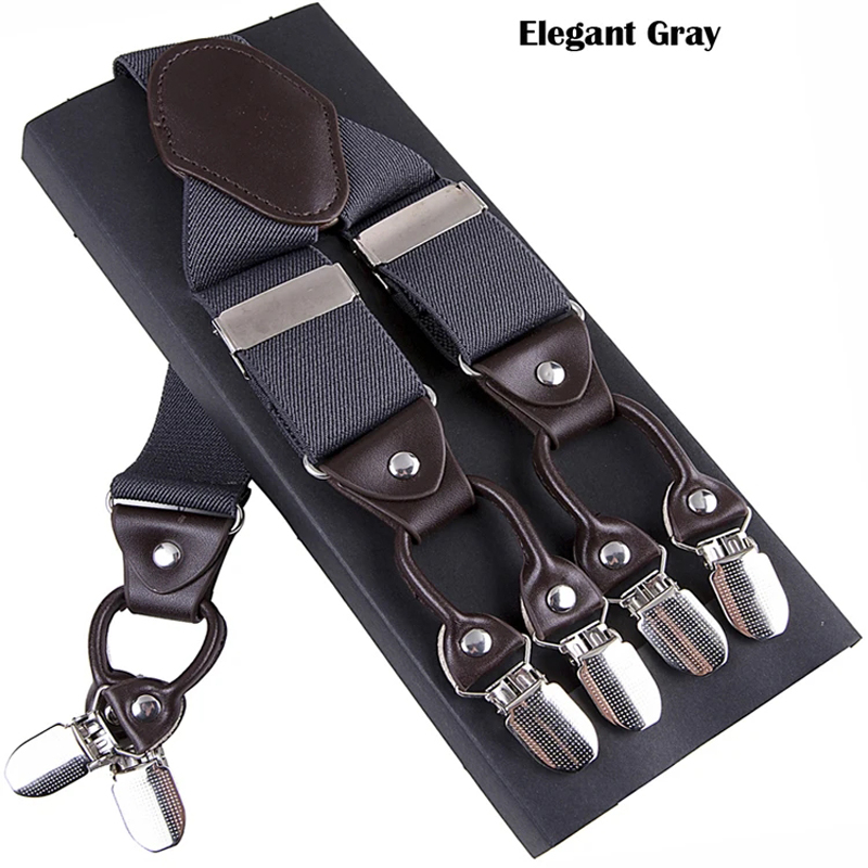 Suspenders Clip Men - Herren Casual Mode Leder-Hosenträger Hochwertige Verstellbare
