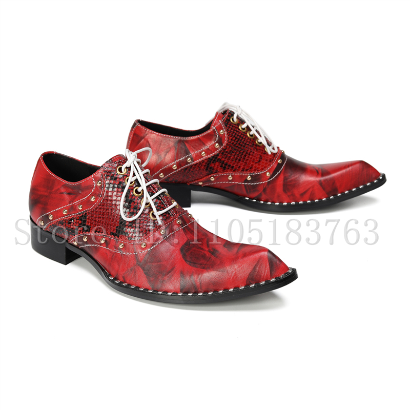 Men'S Fashion Formal - Luxuriöse handgefertigte rote Oxford-Schuhe mit Blumenmuster