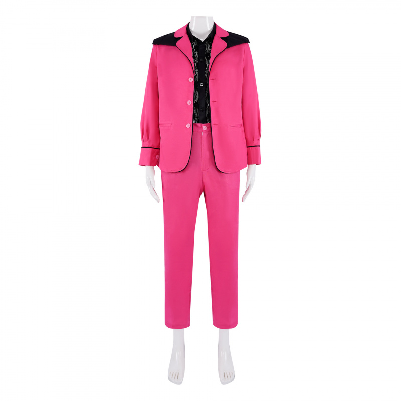 Men'S Dress Pants Fashion - Film-Elvis-Presley-Kostüm Rosa Jacke Schwarzes Spitzenhemd Uniform