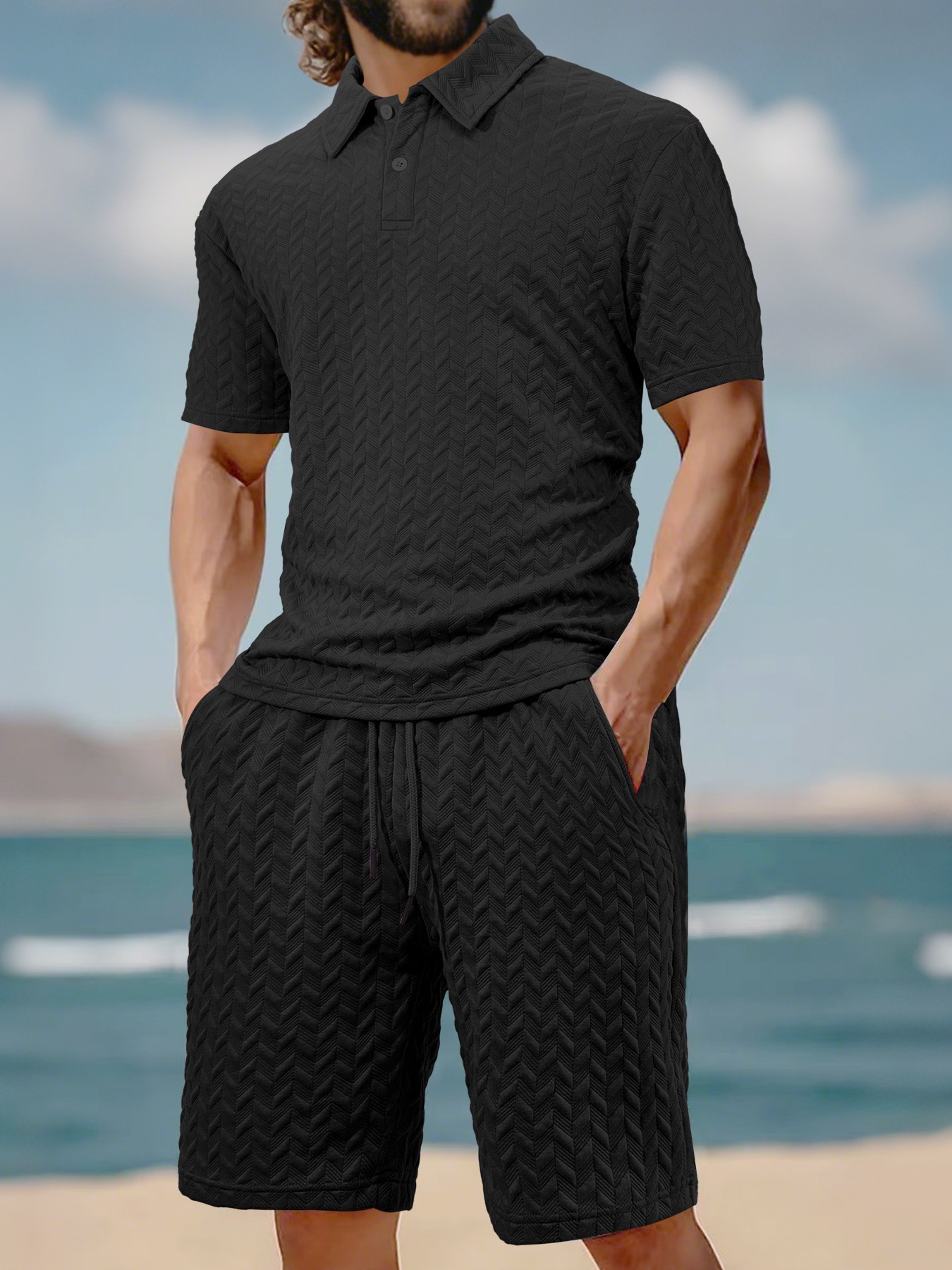 Men'S Fashion And Style - Lässiger Sportlicher Kurzarm-Zweiteiler für Herren, Modisches