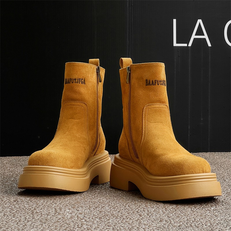 Mens Fashion Zip Up - Winter Europa Amerika Retro Dickbodige Stiefel