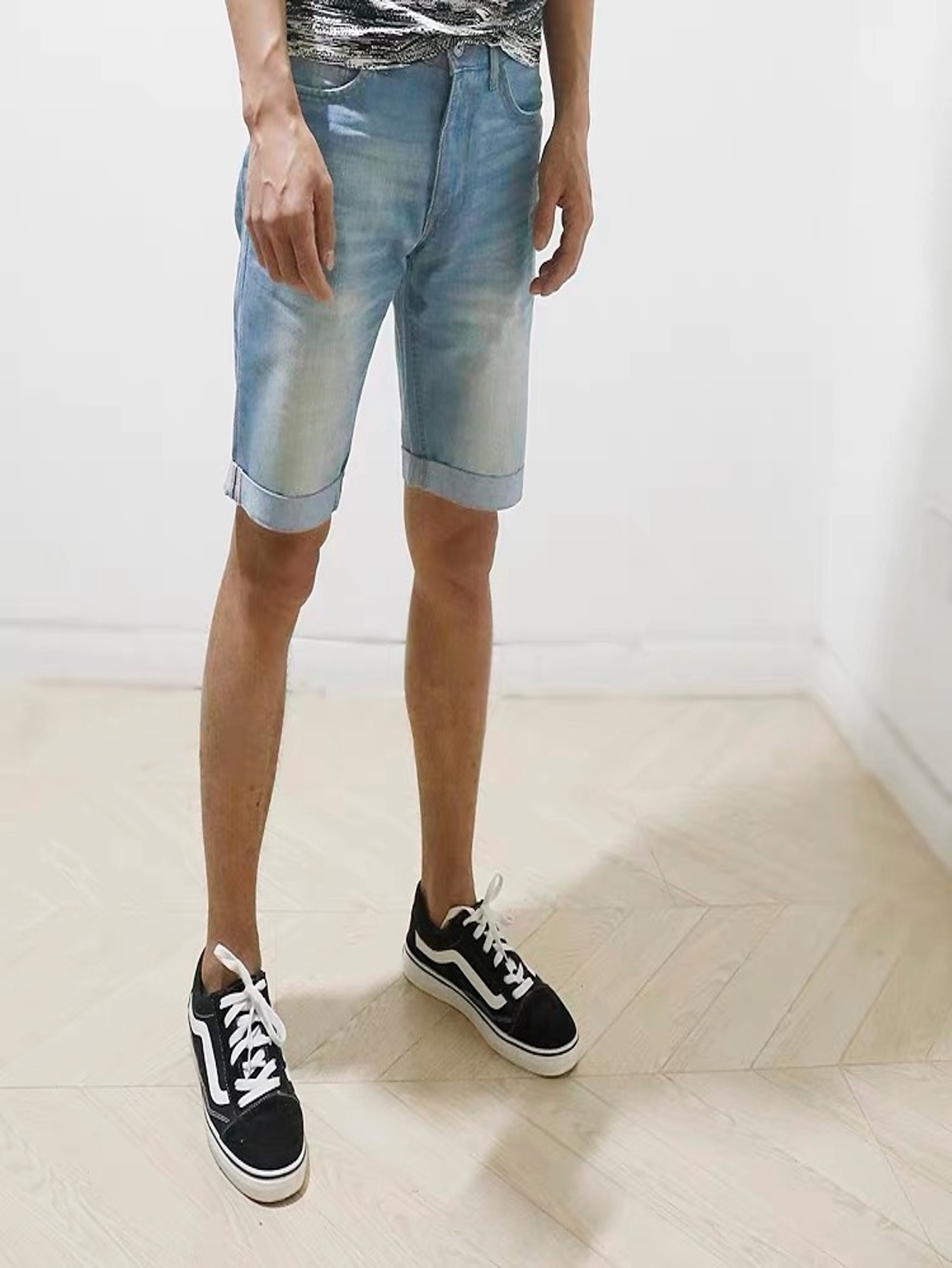 Jeans Pants Fashion Men - Herren Skinny Fit Blaue Denim-Shorts, schlanke,
