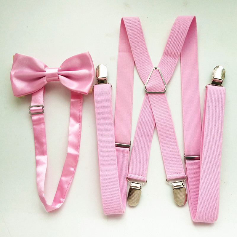 Suspenders Clip Men - Licht Rosa Frauen Herren Supenders Bowtie