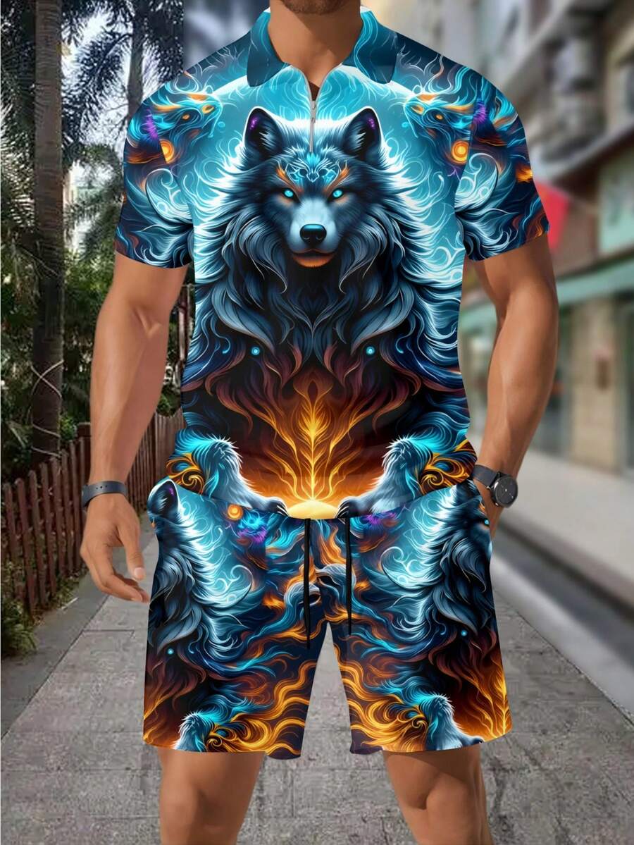 Herrenmode 3D-Wolf-Print Reißv – Men'S Fashion And Style Bewertung und Preis