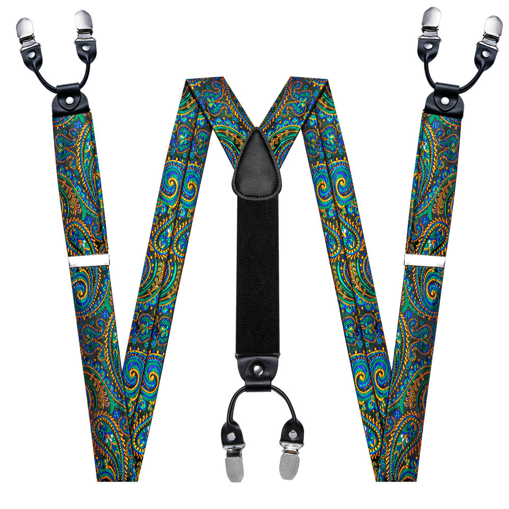 Mode Paisley grüne Seide Männe – Suspenders Clip Men Bewertung und Preis