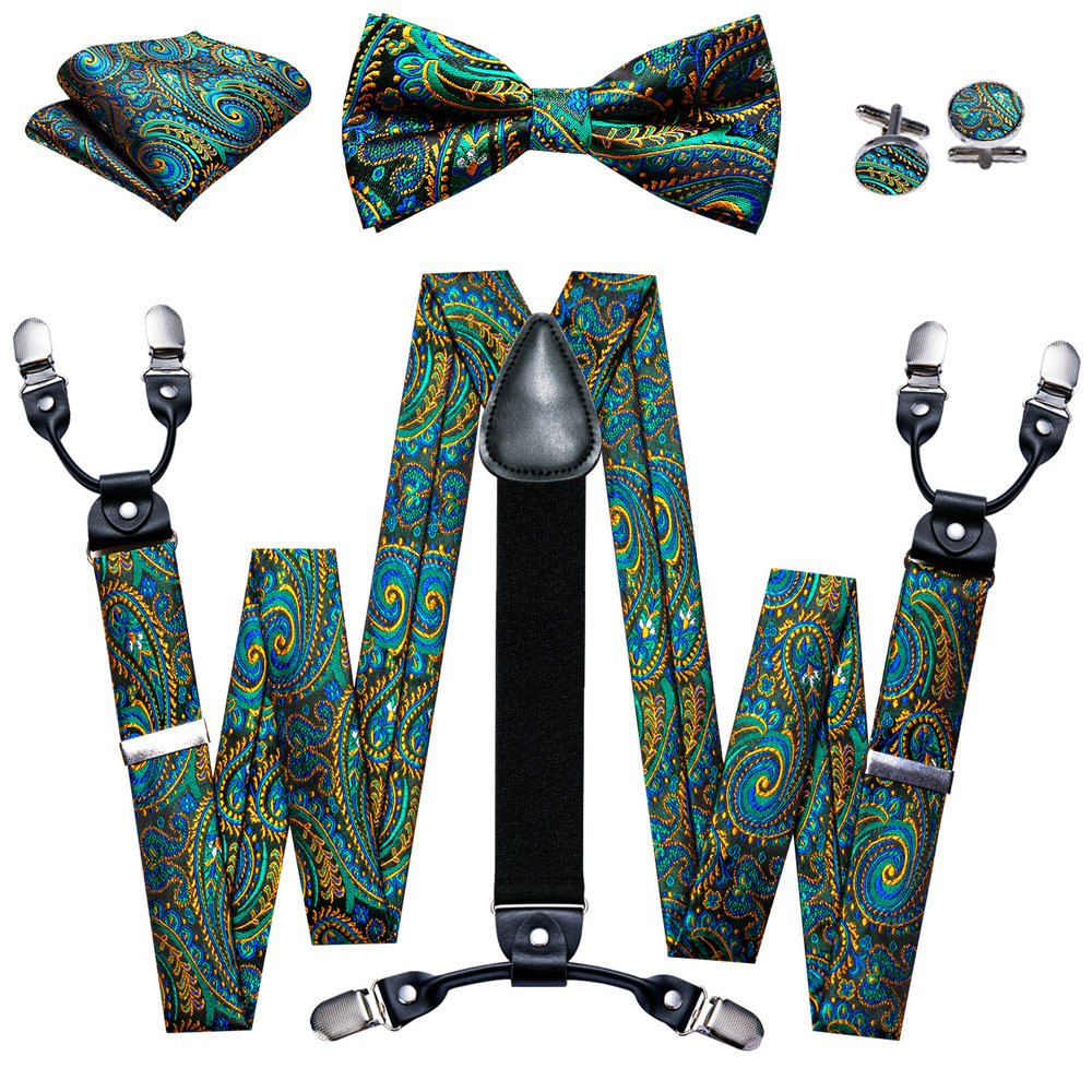 Mode Paisley grüne Seide Männe – Suspenders Clip Men Bewertung und Preis
