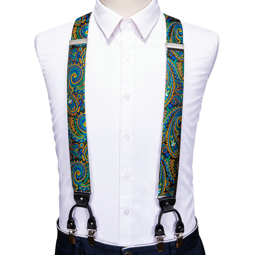 Mode Paisley grüne Seide Männe – Suspenders Clip Men Bewertung und Preis